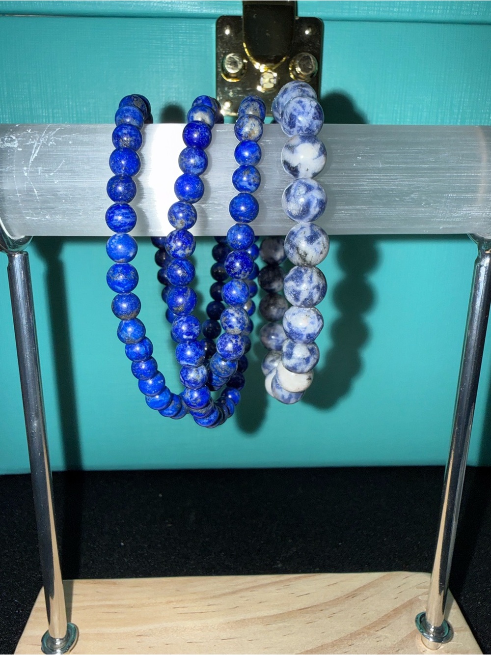 Blue Lapis & Sodalite Beaded Stretch Bracelets